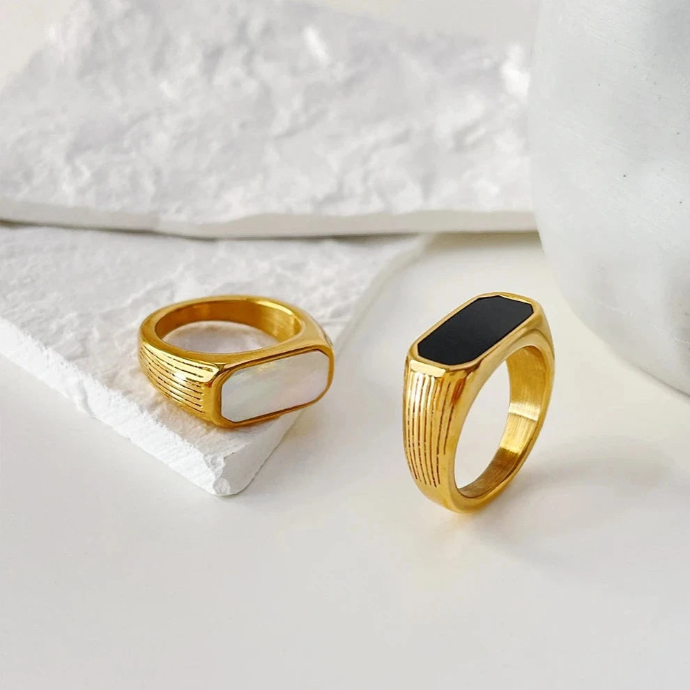 Shell Inlay Signet Ring