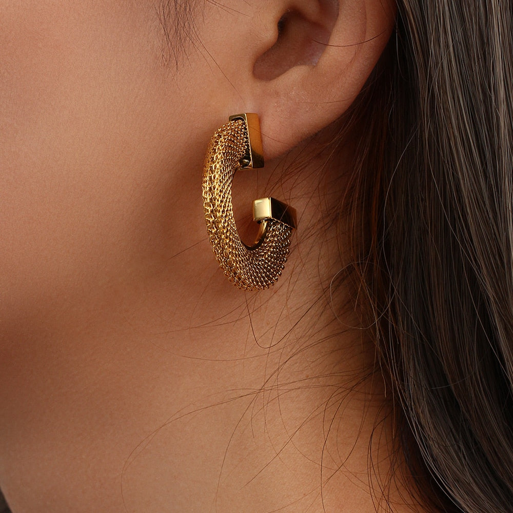 Woven Bull Ring Earrings