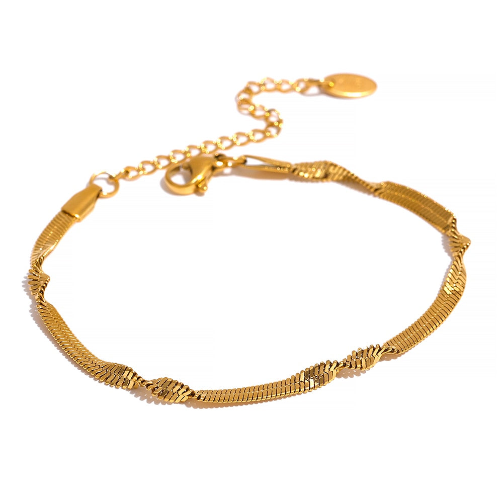 Gold Snake Chain Twist Bracelet